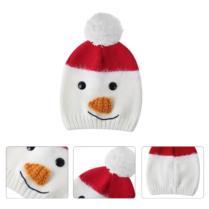 Topi Beanies Rajut Musim Dingin Bentuk Kartun Snowman Untuk Anak