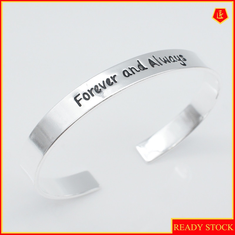 [Ready Stock]Fashion Simple Letter Silver Opening Bracelet