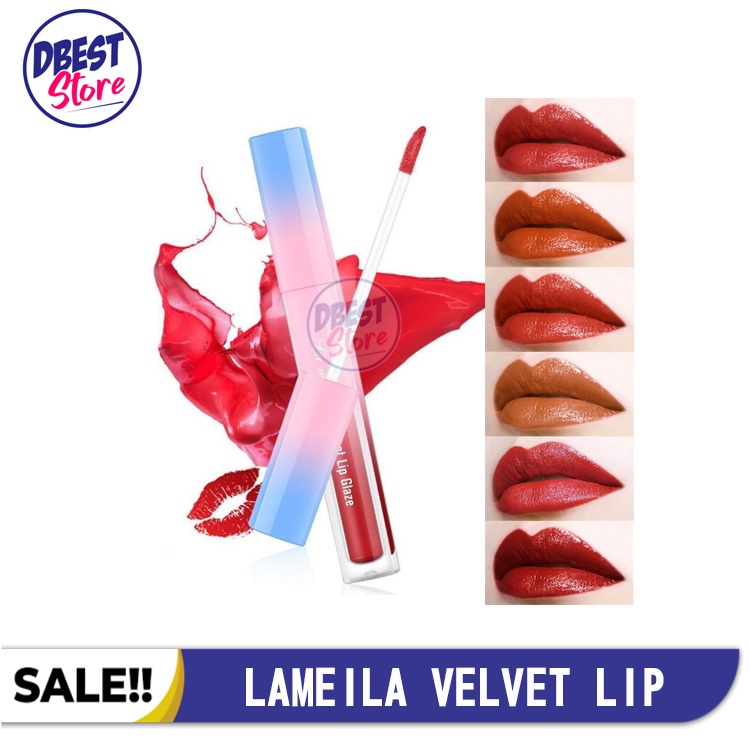 Lipstik Matte Anti Air Dan Tahan Lama Lameila Velvet Lip Glaze - Lipstik Tahan Lama Anti Air 24 Jam Korea - Lipstik Ala Korea / Lipstick Lip Cream Lip Balm Lipgloss - 6 Variasi Warna Matte