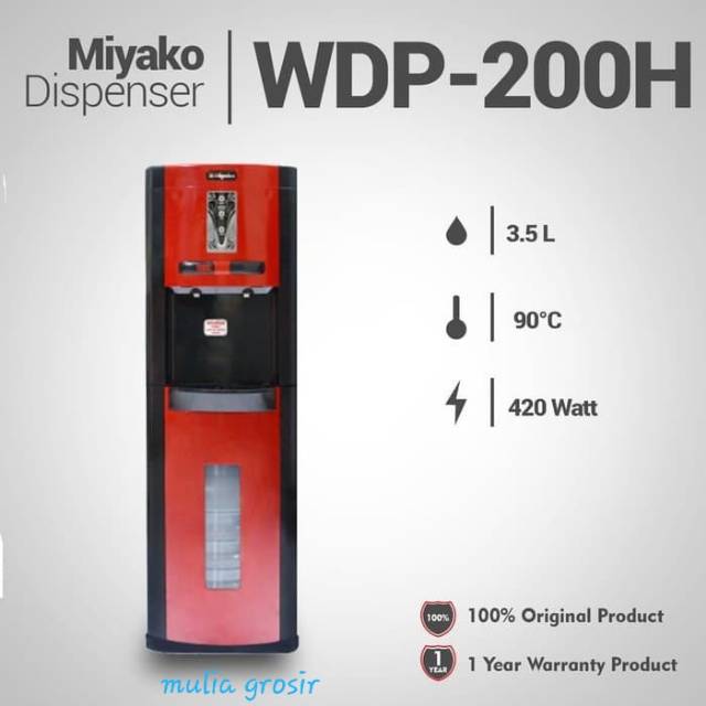 Dispenser Miyako Galon Bawah Hot &amp; Normal WDP200 H / Dispenser Air Miyako WDP 200 H