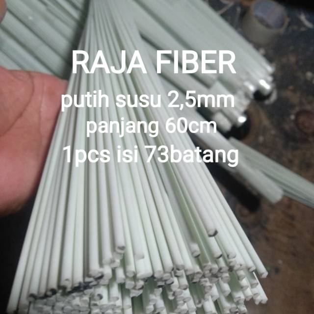 Jeruji fiber putih susu 2,5mm panjang 60cm 1pcs isi 73 batang