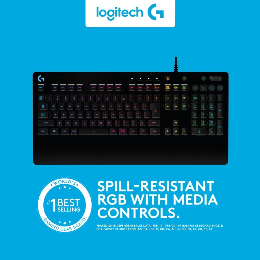 LOGITECH G213 PRODIGY KEYBOARD GAMING RGB MECH DOME WATERPROOF