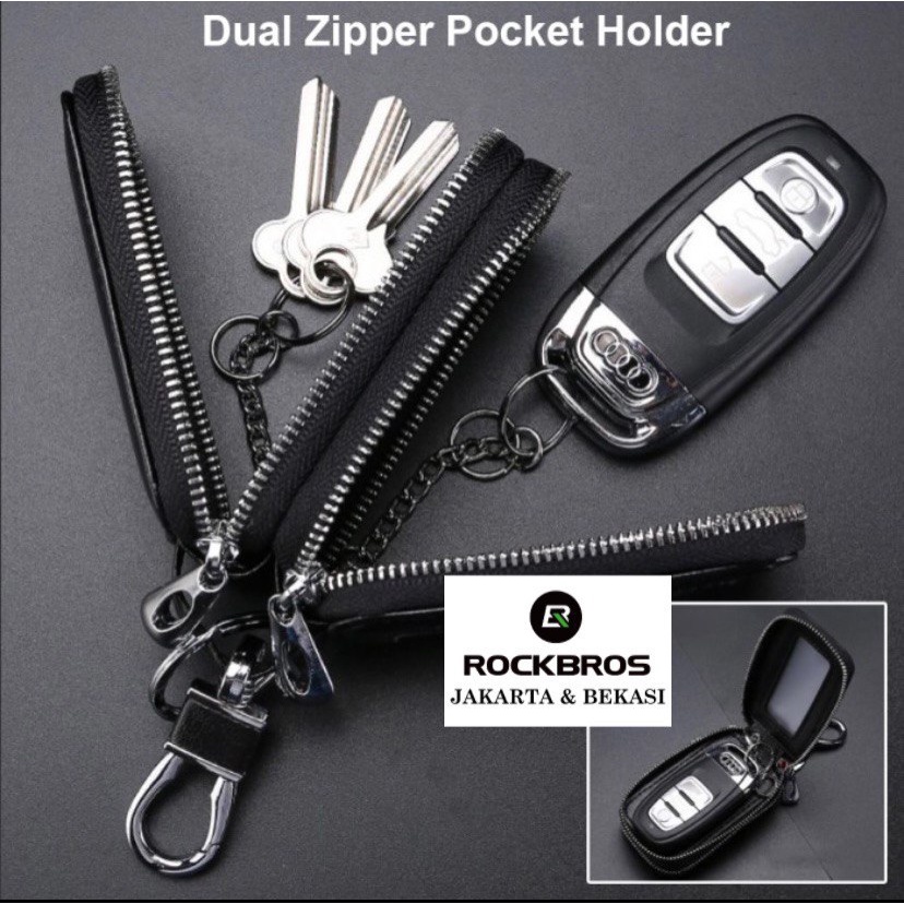 Dompet Gantungan Kunci Remot Mobil Remote Keyless Car Leather K8 K9 Holder Keychain Key Chain Double Zipper Single Premium Quality