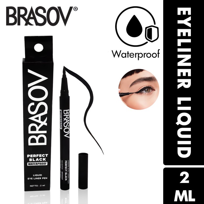 BRASOV Pulpen Eyeliner Netto 2 ML Perfect Black Waterproof Liquid Eye Liner Pen Hitam