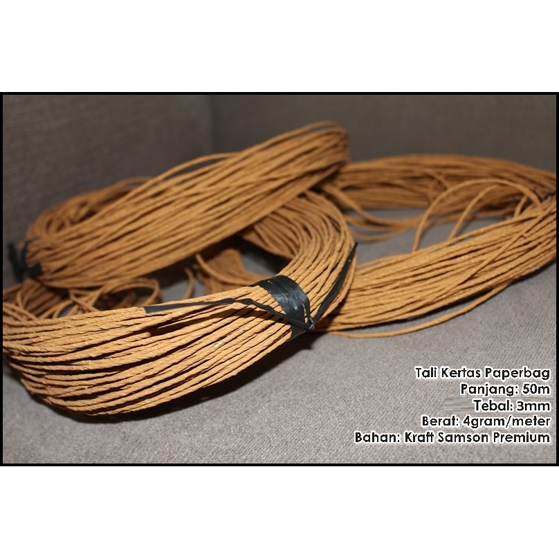 

Tali Kertas / Paper Rope Rami Untuk Paper Bag Paperbag Goodie Bag Tas Kantong 3mm Kraft Samson