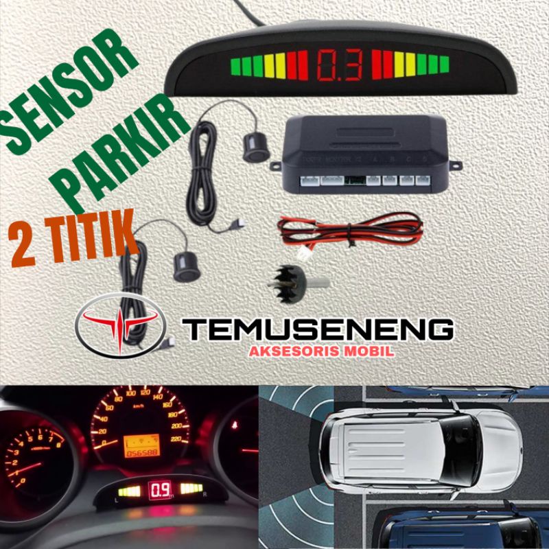 Set Sensor Parkir Mundur 2 Titik Mata Mobil Audio Suara Parking Indikator Jarak Display Lcd Universal