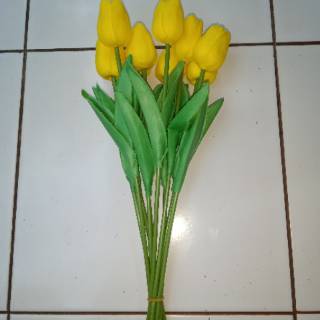  Bunga  Artificial Tulip  Palsu Kuning Hiasan Dekorasi  