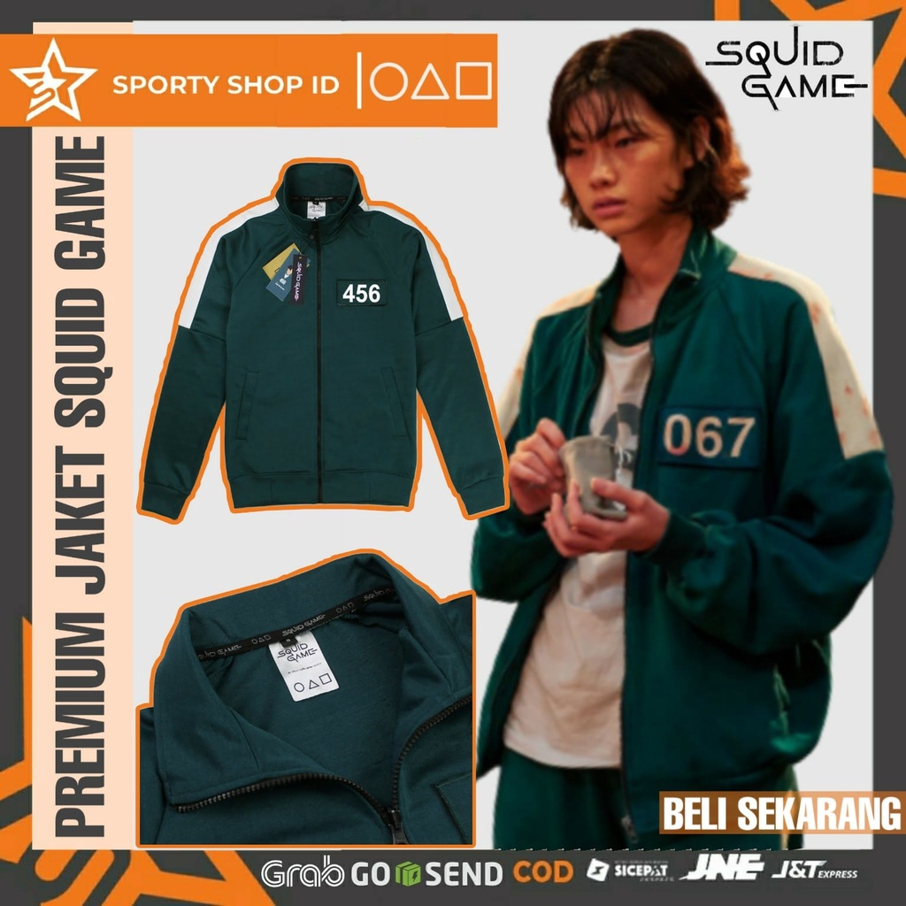 Jaket SQUID GAME Jacket Korea PREMIUM FREE CUSTOM NAMA dan NOMOR