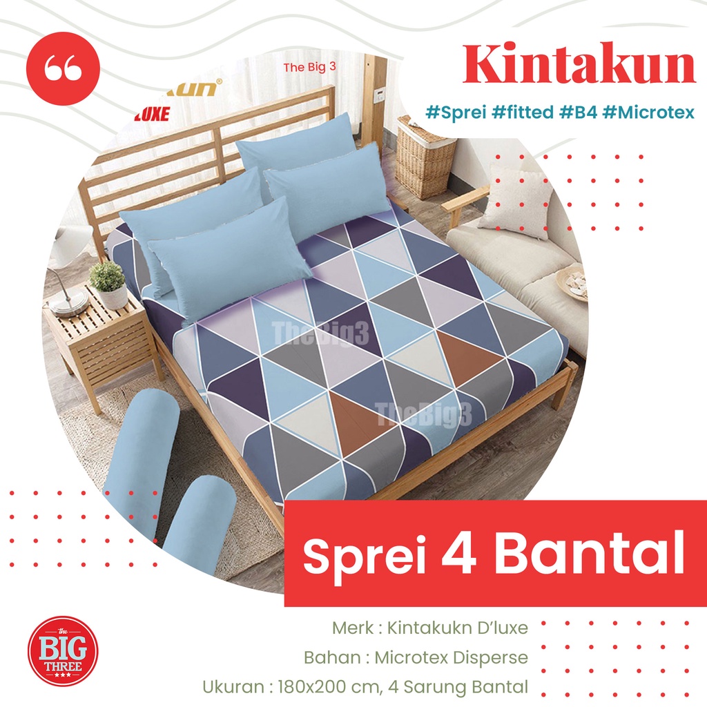 KINTAKUN Sprei 4 Bantal 180x200 motif Adira Arfana Ambar Clara Damara Nadhar Marma Lamina Radinka Rafly Shakila Thania Varen Viuna  KING 180 B4 SP