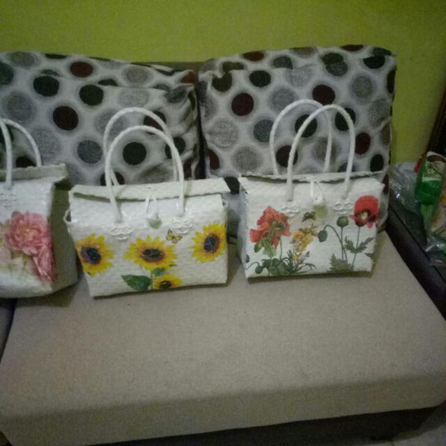 Tas Belanja  Anyaman Plastik Polos Hand Made