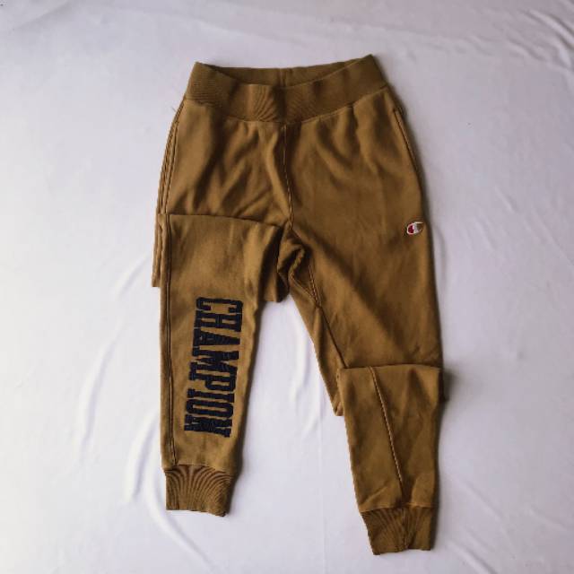 Champion Vintage Wash Reverse Weave Satin Block Logo Jogger Pants Gold