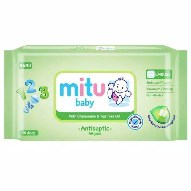 MITU BABY ANTISEPTIC HYPOALERGENIC WIPES 50'S