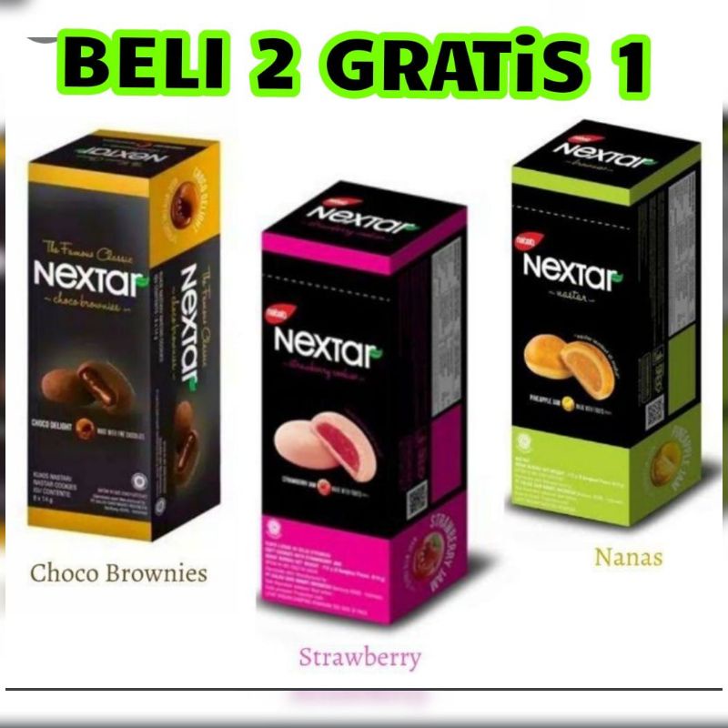 

Biskuit nextar isi 8 pcs promo beli 2 gratis 1 kemasan box