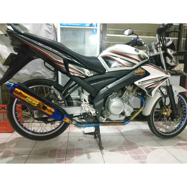Knalpot Tsukigi Vixion fullstainless stell bluegold