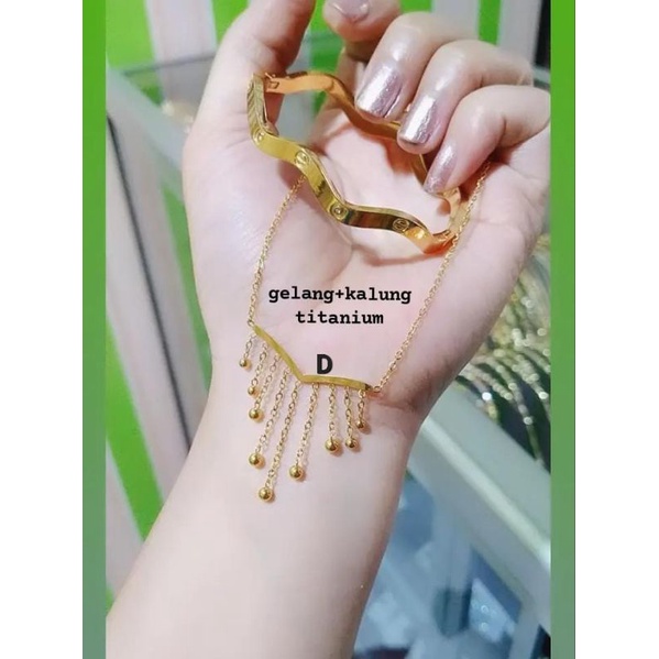 Gelang Titanium Wanita Anti Karat Paket Gelang Dan Kalung