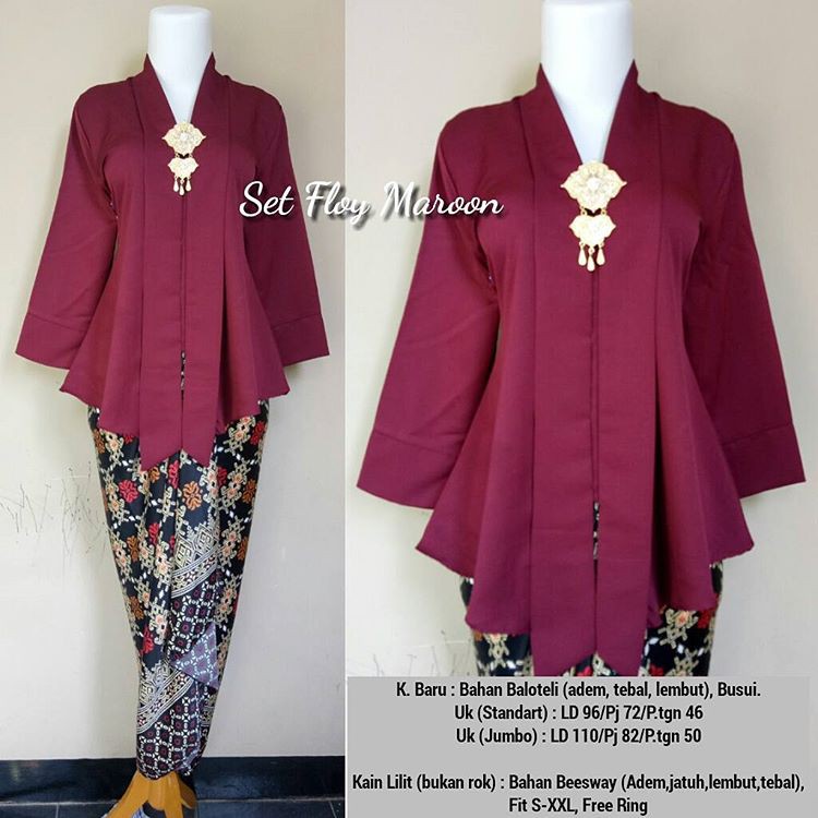 Setelan Kebaya Modern Floy Kutubaru  Maroon