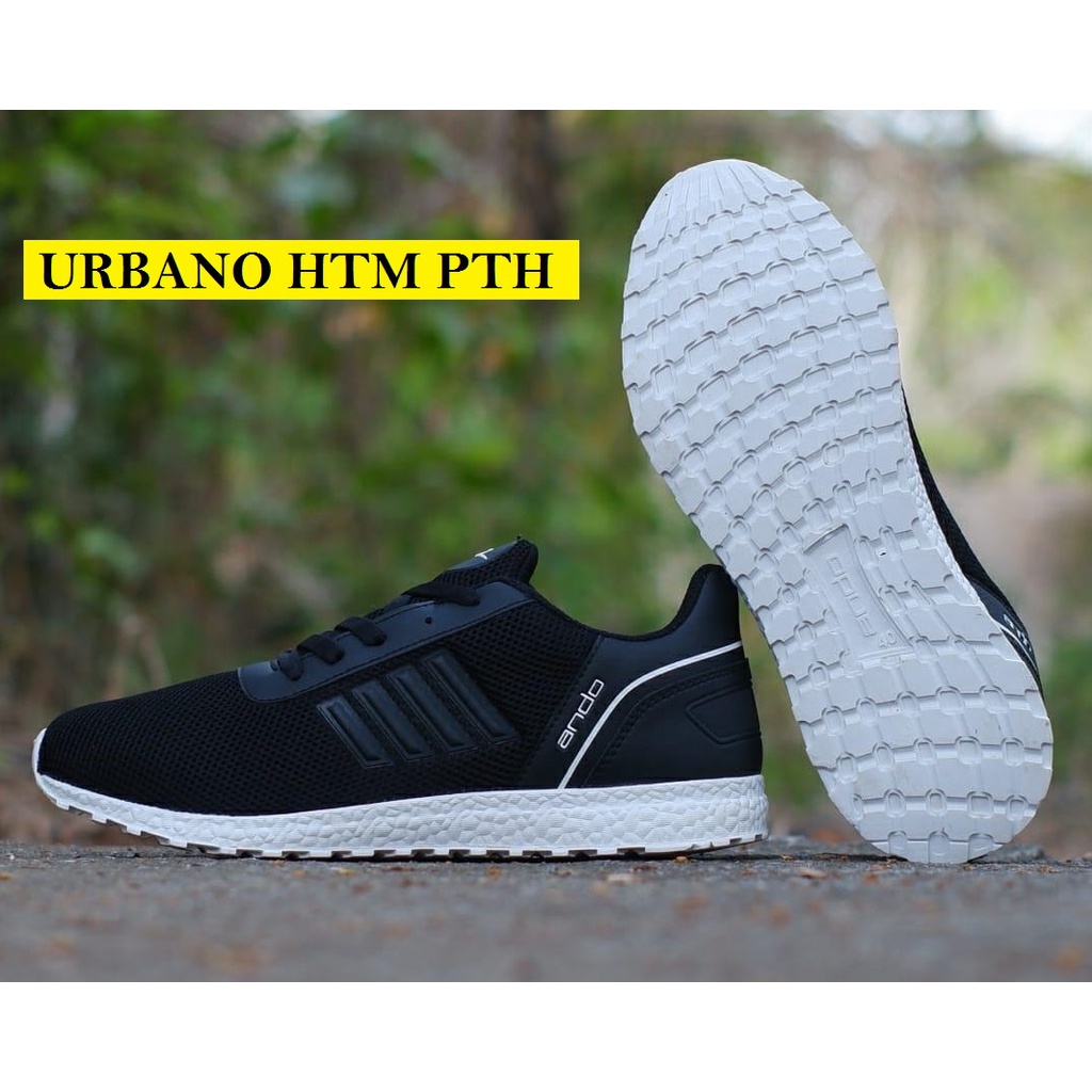 SEPATU ANDO URBANO POTTER DION ORIGINAL BLACK WHITE SNEAKERS SPORT RUNNING PRIA