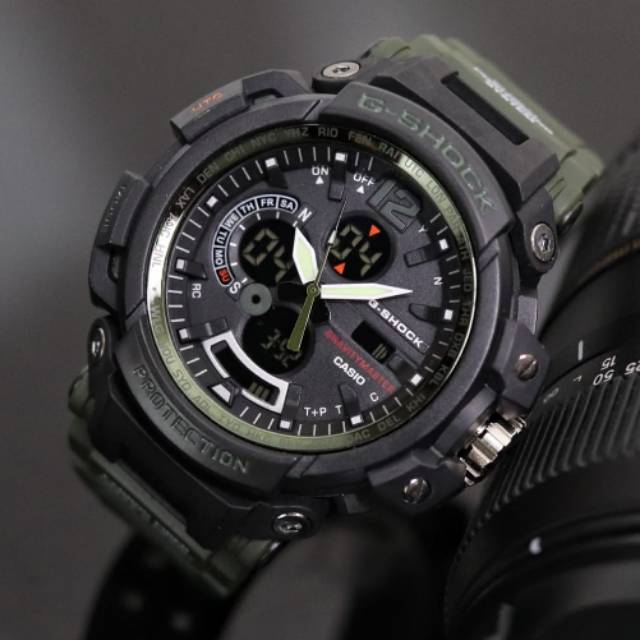 Jam Tangan Casio Gshock GPW2000 Water Resist Renang - Hitam tali Hijau