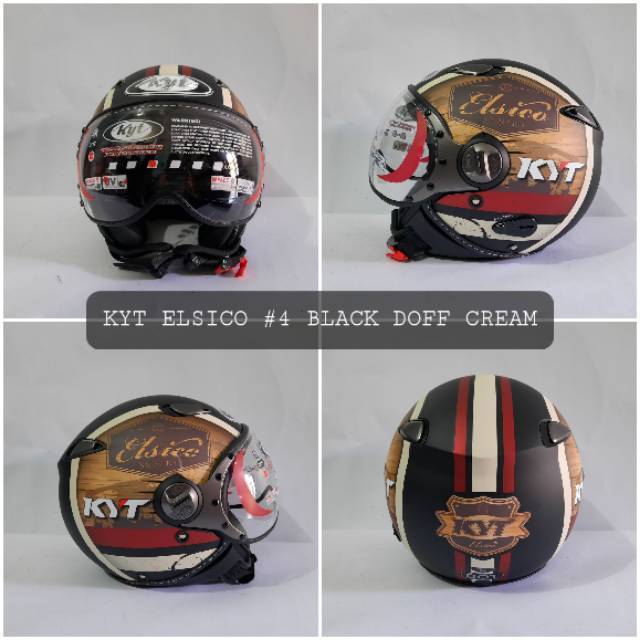 KYT ELSICO SERI 4 BLACK DOFF CREAM