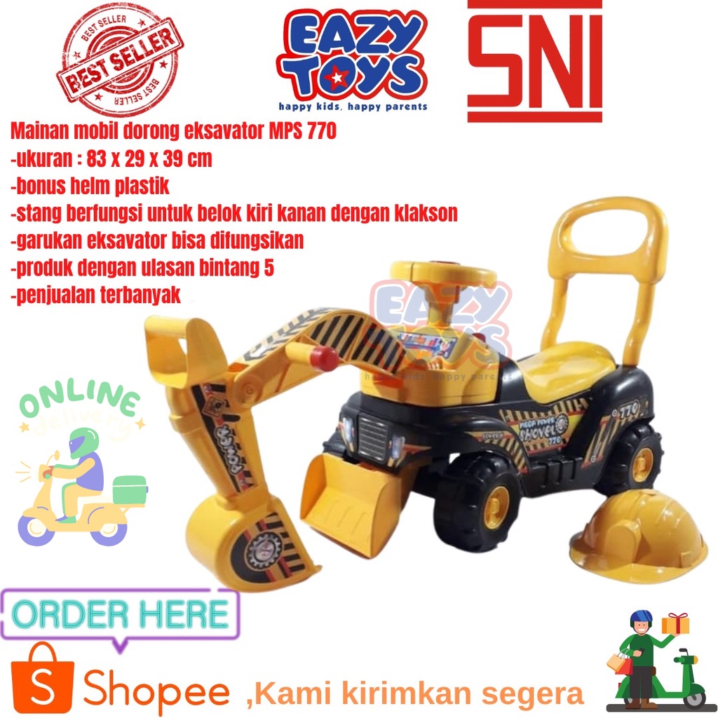 Mobil Anak Bisa Dinaiki Truk Excavator Beko Mainan Mobil Dorong Anak SG TOYS MPS 770 dan MPP 3088