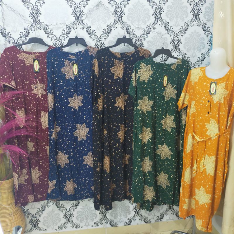 daster jumbo rayon busui 4 kancing ld 130 pj 130 muat BB 90 kg big size kebawah