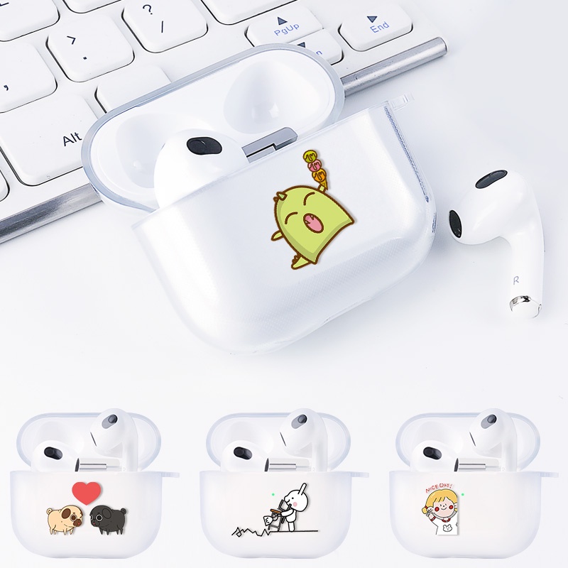 Case Cover Earphone Desain Hewan Milktea Untuk AirPods 3