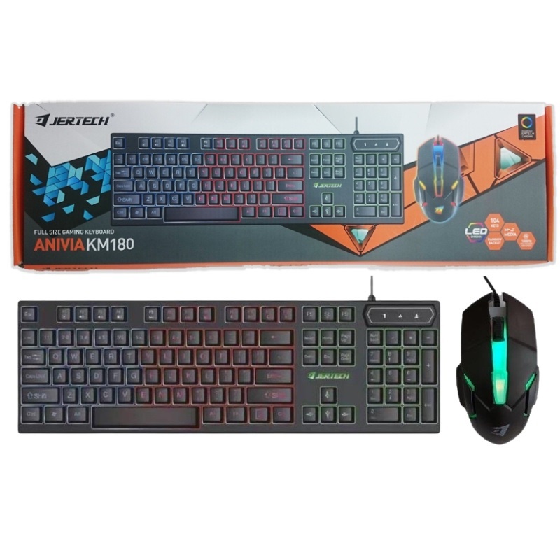 Paket 1 Set Keyboard Dan Mouse Gaming KM180 LED Lighting Effect -XOBOX