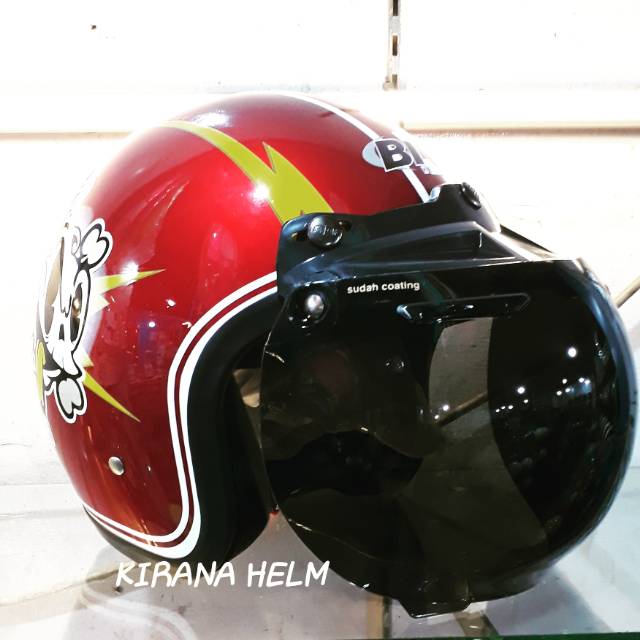 HELM BOGO BIVI SNI - MOTIF SKULL MERAH