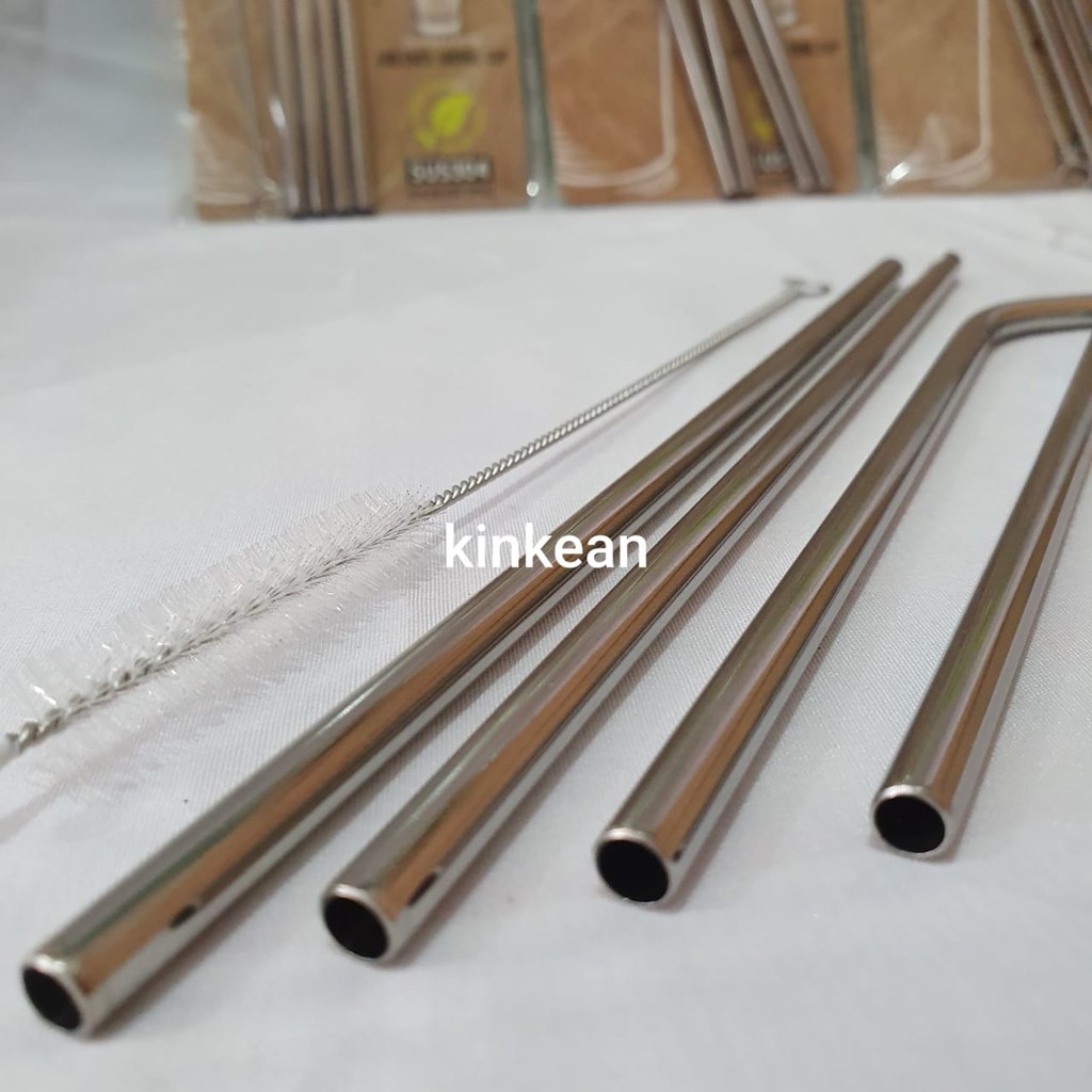 Sedotan Stainless Steel Ramah Lingkungan (4pcs+1sikat)