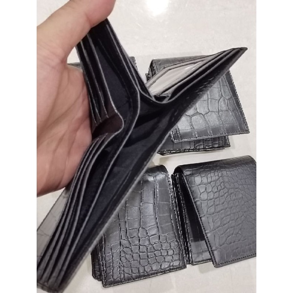 3D dompet 3 slot uang motif croco