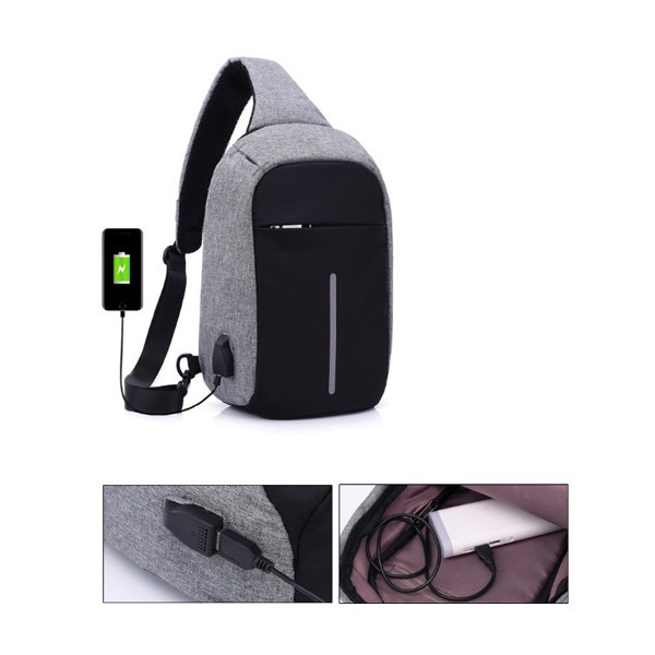 Adda Home - Tas Selempang Pria USB Anti Maling Waterproof UPGRADED