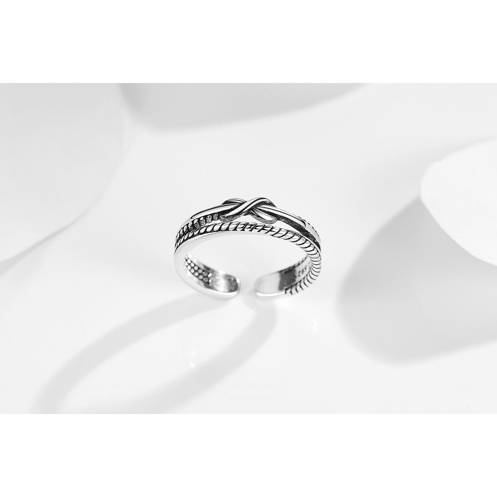 cincin perak 925 asli untuk wanita/Cincin yang Dapat Disesuaikan Kepribadian Sederhana Perhiasan Retro JZ00057