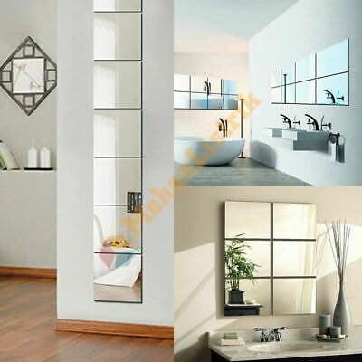 Stiker Kaca Dinding  Cermin Mirror Wall Sticker Dinding Wallpaper 9pcs