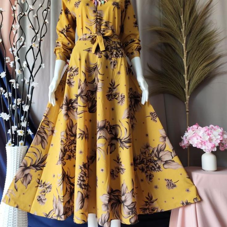 High Quality--GAMIS MONALISA BUNGA SEPATU_GAMIS MOTIF BUNGA SEPATU_GAMIS TERMURAH_PROMO GAMIS SEPATU