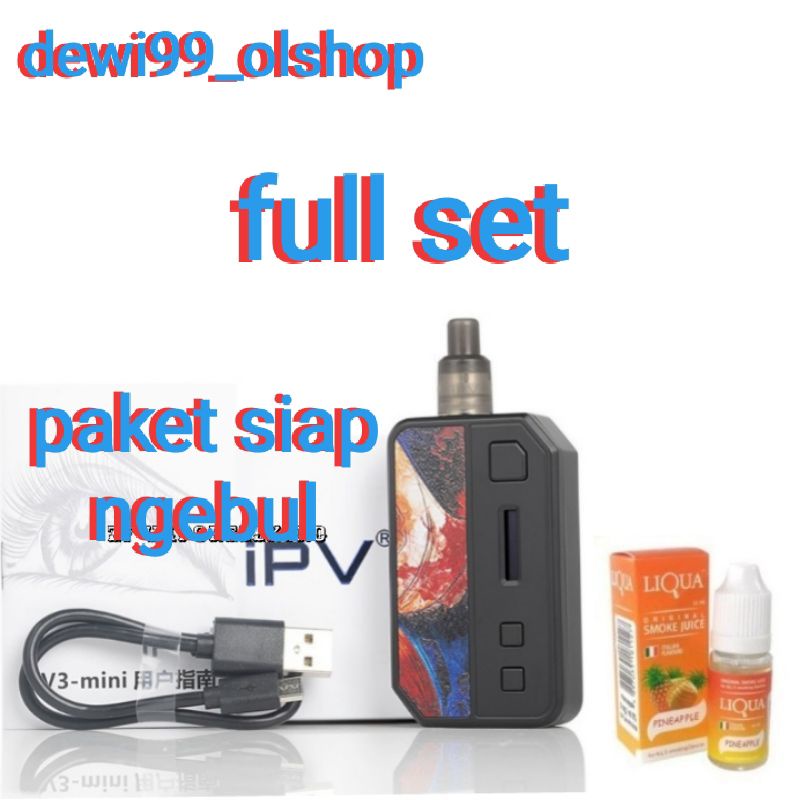 VAPE VAPOR IPV V3 MINI AUTHENTIC FREE LIQUIDS 10ML SIAP PAKAI