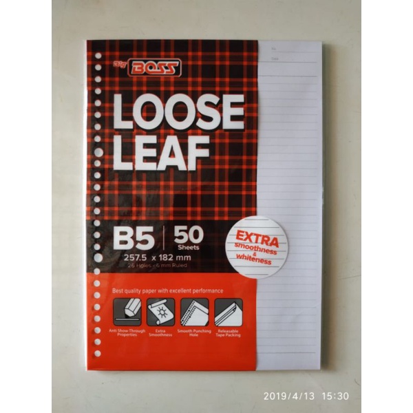 

loose leaf B5 50 sheet ** MRH