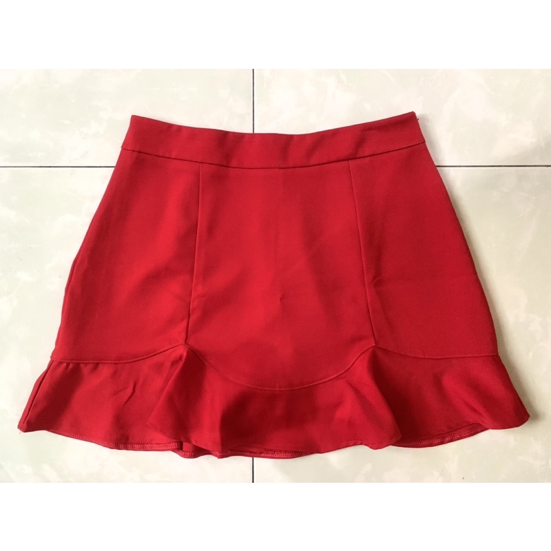 red flare skirt