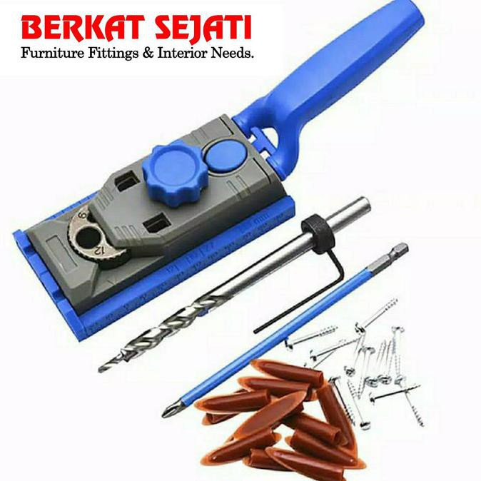 GENIUS DOWELING DOWEL JIG / POCKET HOLE JIG DRILL GUIDE MATA BOR DOWEL - BIRU