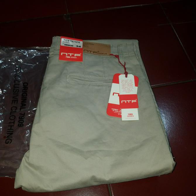 celana Chino panjang pria / Ntf premium kanvas / slimfit Apj89 / C O D - kream, 29