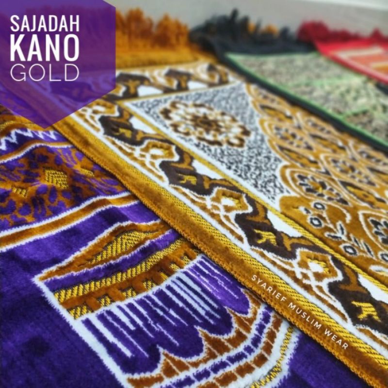 SAJADAH KANO GOLD TURKY, HIGH QUALITY BELUDRU PREMIUM LEMBUT TEBAL UK 70×110 CM