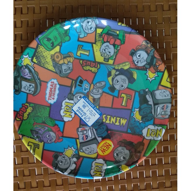 ONYX Piring Ceper 9" THOMAS and Friends melamine anak Kereta biru