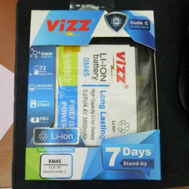 Baterai Vizz Double Power Redmi Note 2 BM 45