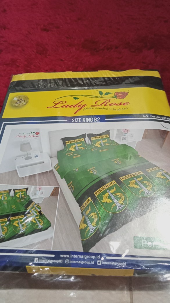 Sprei 180x200 / 160x200 Lady Rose Motif Persebaya - Ladyrose 180 160 King Queen - Bola Indonesia Sp