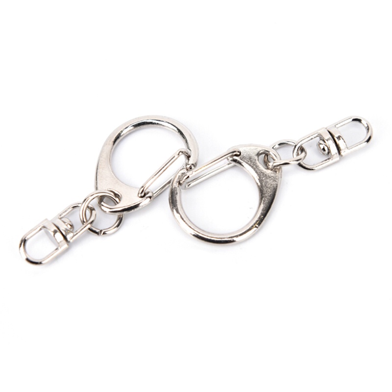 10pcs Gantungan Kunci Split Ring Pendek Warna Silver Polished