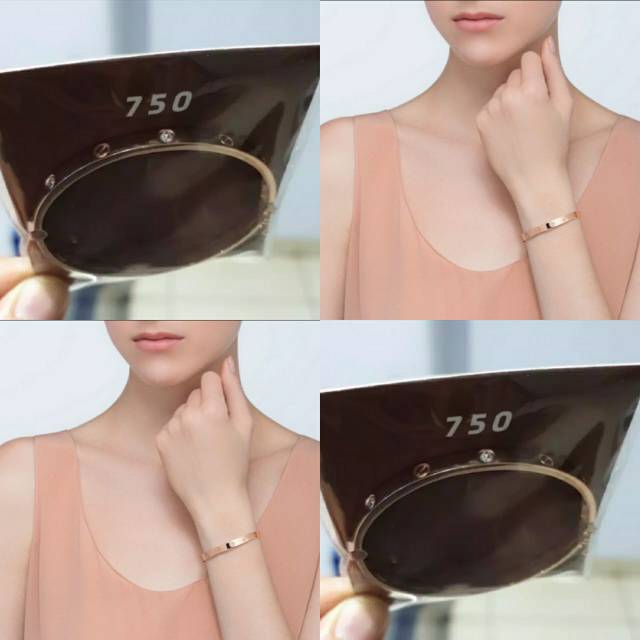 GELANG EMAS CARTIE LOVE TIPIS MATA 750
