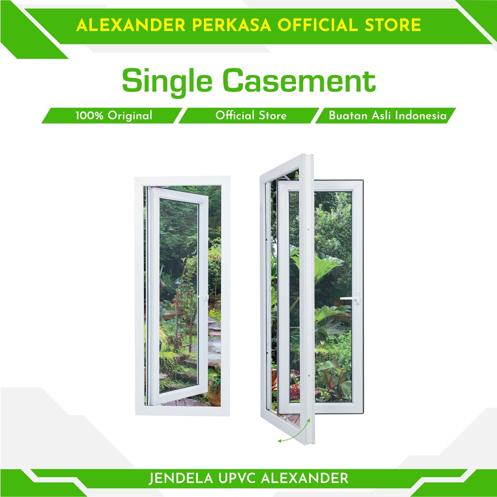 UPVC ALEXANDER WINDOW JENDELA UPVC SINGLE CASEMENT TRANSMISION HANDLE 150X60 CM