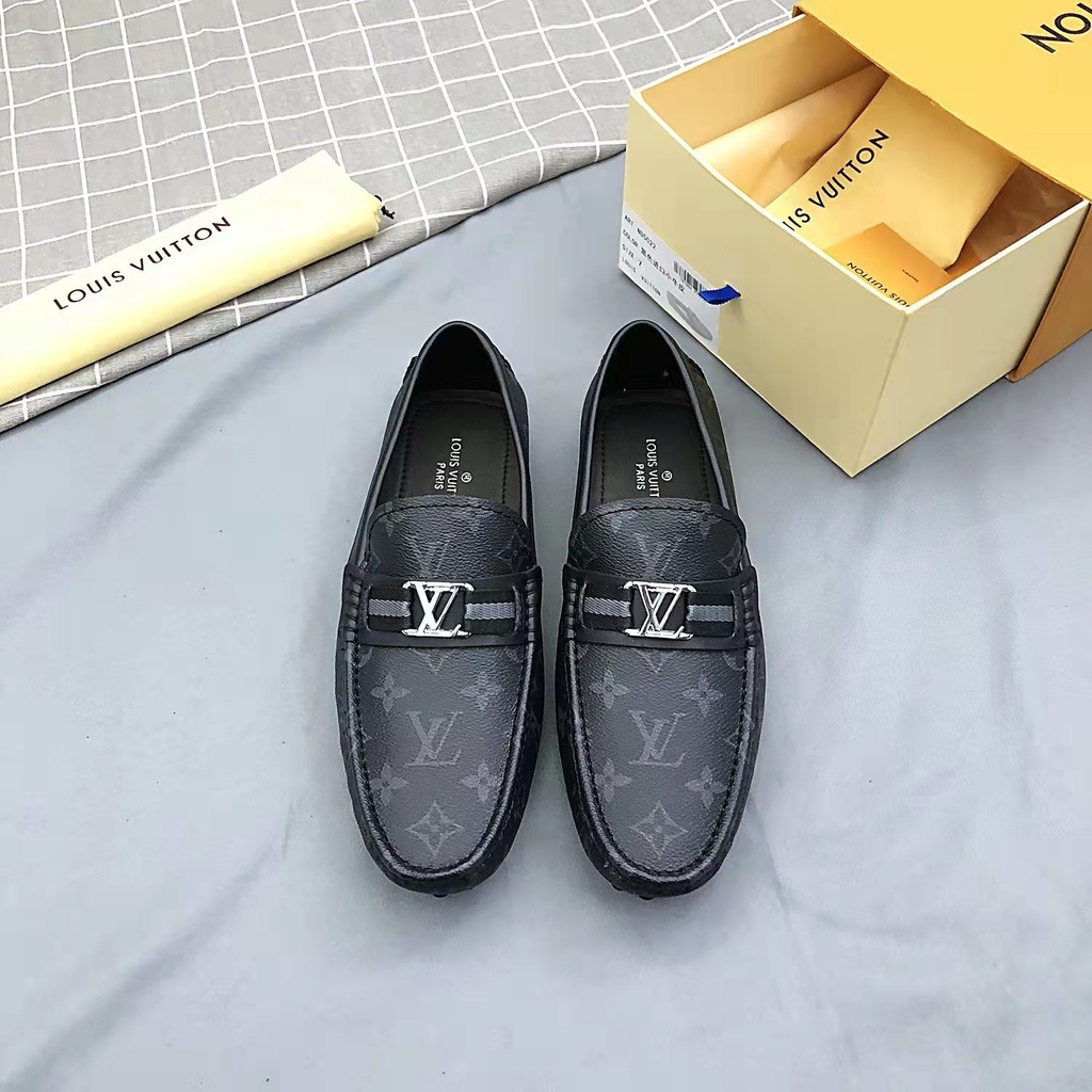 LV men's leather shoes, beanie shoes, slip on
