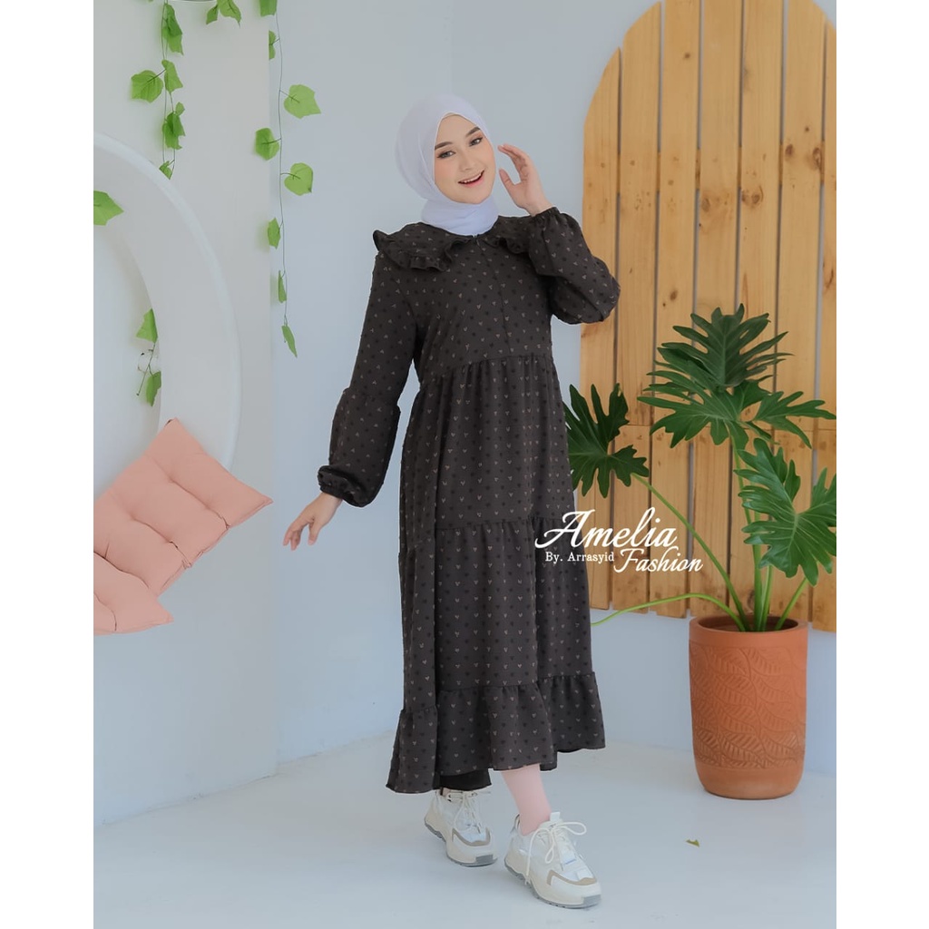 DRESS MIDI RUBI DAN MIDI SALUR ORI AMELIA CRINCKLE URUGIRI baju muslim kringkel crincle