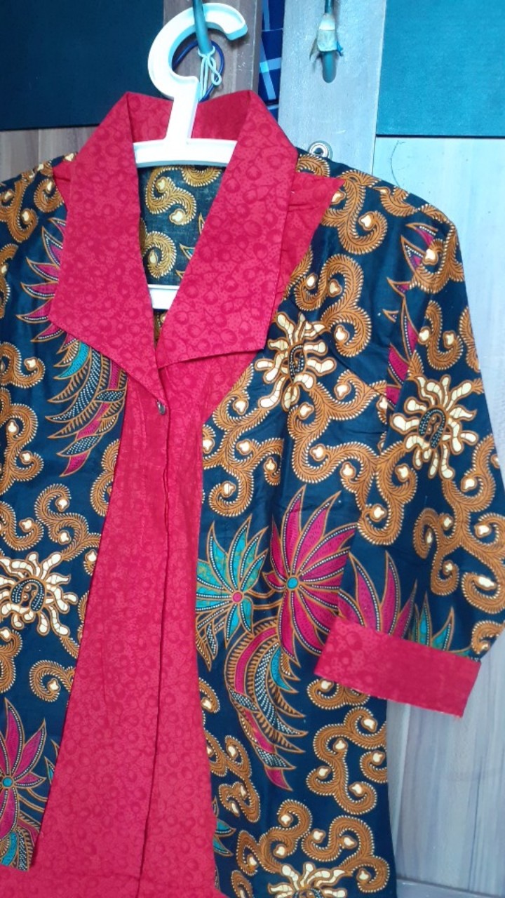 Blouse Batik Kombinasi Embos Size M L Xl Xxl Xxxl L5