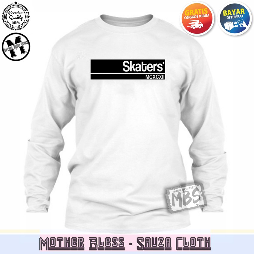 Kaos Distro T-Shirt Lengan Panjang Pria Dan Wanita 01 LOGO SKATERS Black 100% Quality - Premium